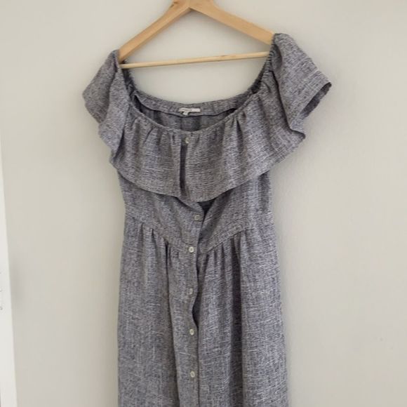 FRNCH Paris Ruffle Off the Shoulder Button Dress - Picture 2 of 11